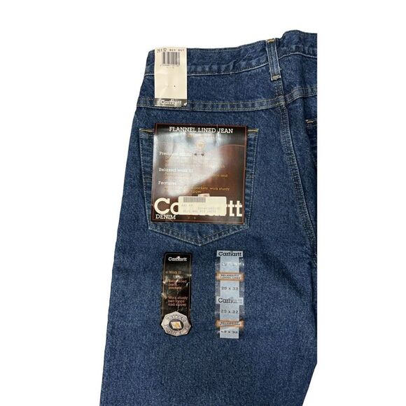 VTG Carhartt B21 DST Mens Relaxed Fit Flannel Lined Insulated Denim Jeans 29x32 - Picture 7 of 9